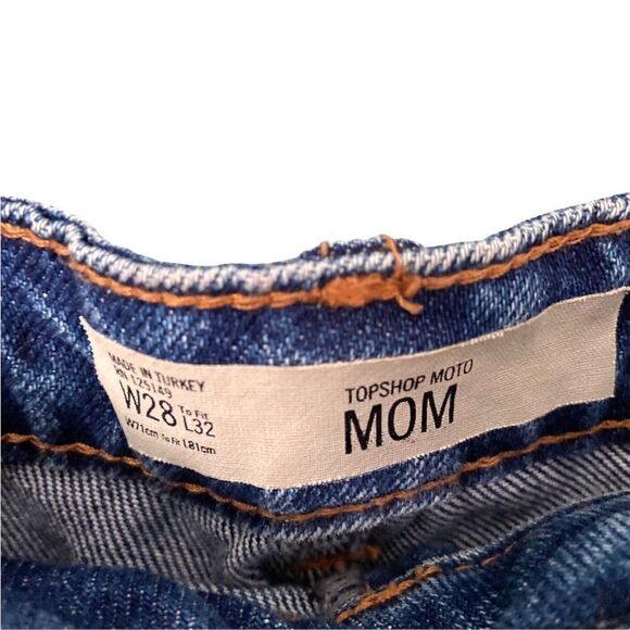 Topshop Dark Blue Embroidered Mom Jeans in Size W28 L32 - Picture 15 of 16